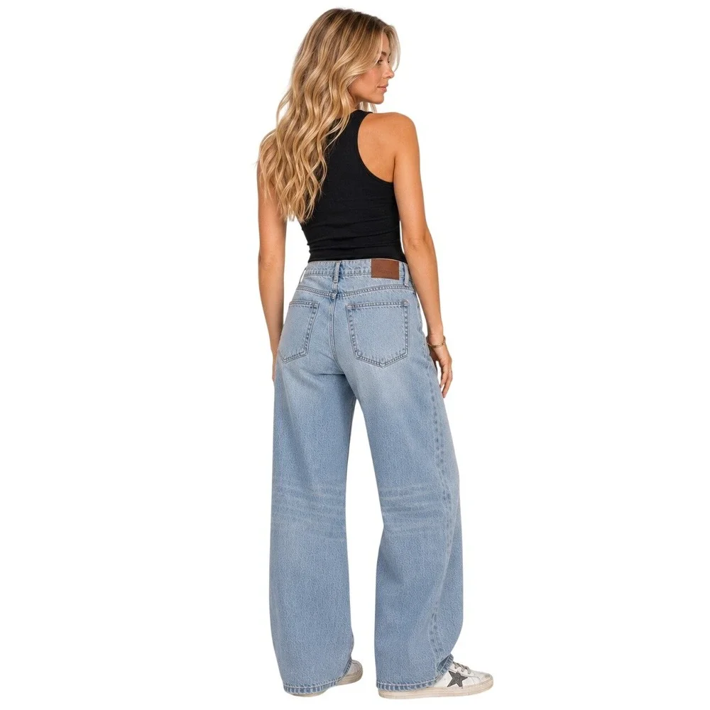 Hidden Jeans Alyx Baggy Jean Light Wash High Rise Wide Leg Denim 27 NEW - Picture 2 of 13